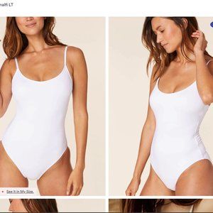 ANDIE Swim Womens The Amalfi One Piece Long Torso White Swimwear Size Small NWT